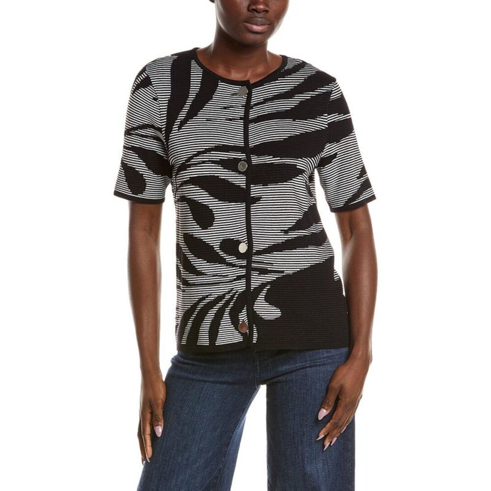 Anne Klein Womens  Floral Cardigan, Black